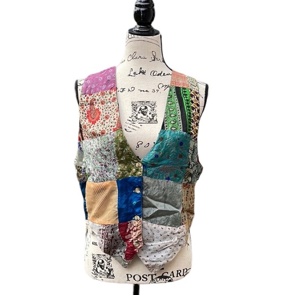 Vintage Silk Patchwork Indian Vest - Picture 6 of 7